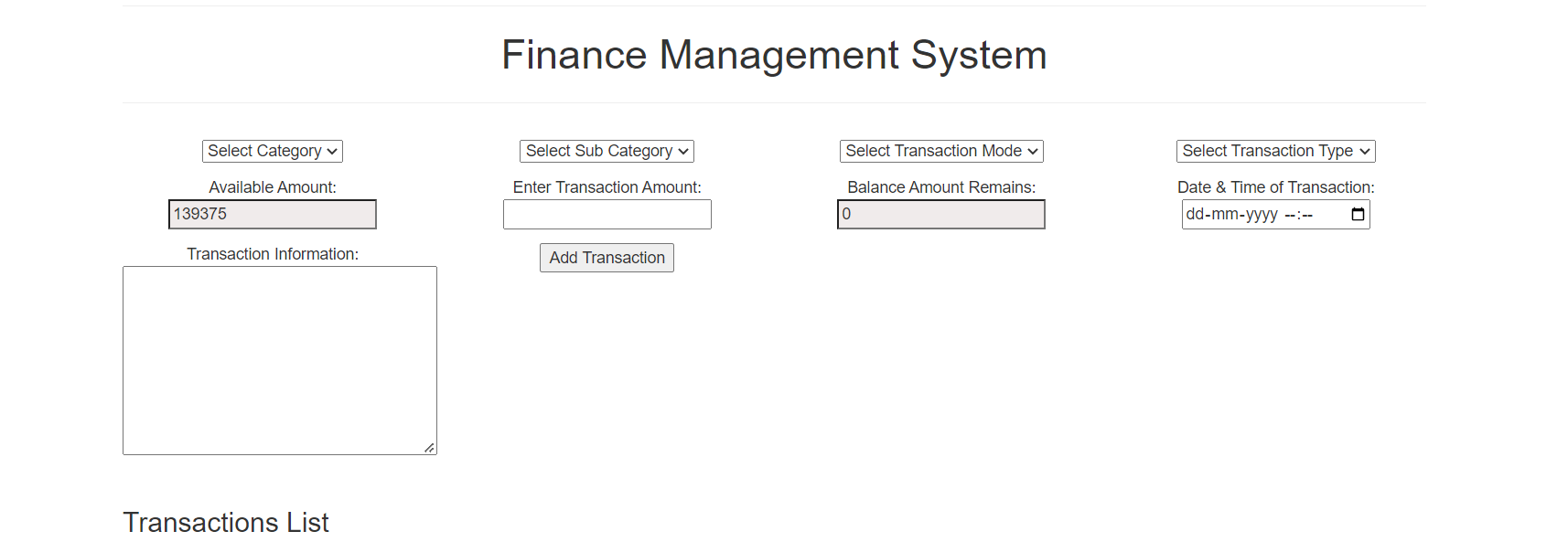 finance management system